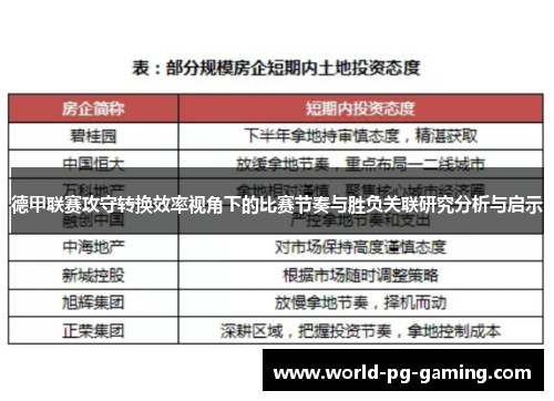 德甲联赛攻守转换效率视角下的比赛节奏与胜负关联研究分析与启示 德甲联赛攻守转换效率视角下的比赛节奏与胜负关联研究分析与启示